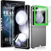 Compatible with Samsung Galaxy Z Flip 5 Screen Protector, [2+2 Pcs]Inner Soft TPU + Front Tempered Glass, with Upgrade Alignment Tool, Easy Installation