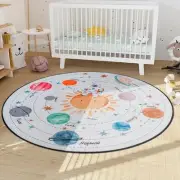 Solar System Planet Theme Carpets for Kids Bedrooms, 5ft Non-Slip Space Round
