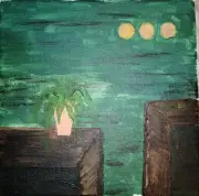 HOME - Wood Backed Hand Crafted Canvas Acrylic Painting 8" × 8"