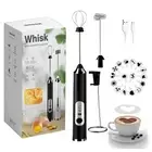 Handheld Frother Wand Milk Frother w 2 Stainless Steel Stirrers 1 Stand 3-Speed