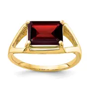 14K Yellow Gold 9x7mm Emerald Cut Garnet ring
