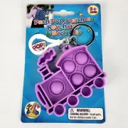 Push Pop Squishers Keychain &Back Clip Purple Train Fidget Sensory Toy New