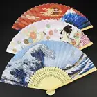 Bamboo Handle Folding Fan Paper Fan Vintage Props Fan