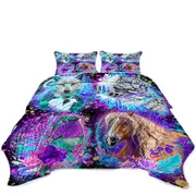 Wolf Horse Leopard Hummingbird Animal Collage Coverlet