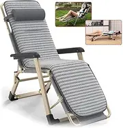 Folding Lounger Recliners Sun Chair Adjustable Heavy Duty Reclining Outdoor for Beach Deck Office Lunch Break Patio Camping-