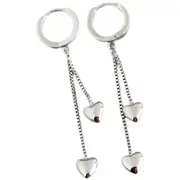 ANYCO Earrings Sterling Silver Double Bohemian Romantic Tassel Love Heart Drop For Women Girl Perfect Fashion Stylish Accessories Jewelry Gifts