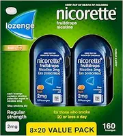 Nicorette Quit Smoking Regular Strength Nicotine Lozenge Fruitdrops 8 x 20 Pack