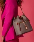 Dooney & Bourke Pebble Grain Small Drawstring Crossbody Bag Brown Designer NWT