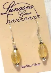 LUNASEA TREASURES CITRINE FACETED GEMSTONE STERLING SILVER BEADED EARRINGS NEW