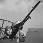 the rear machine air gunner sighting Vickers K machine gun whilst - 1930s Photo