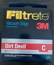 Dirt Devil C Micro Allergen Vacuum Cleaner Bags 1 Pkg of 3 Bags 3M Filtrete NIB