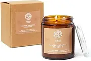 Natural Soy Candle Made in Australia in Amber Jar 150g - 30 Hours Burn Scented Aromatherapy Candle with Gift Box (Salted Caramel Espresso)