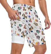 [ZZXXB] Happy Birthday Bulldog Athletic Shorts for Men with Pockets 2 in 1 Quick Dry Running Shorts S-3XL