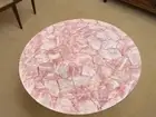 24" Round Rose Quartz Stone Center Sofa Coffee Table Crystal Healing Gemstone