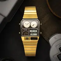 在飛比找momo購物網優惠-【CITIZEN 星辰】80年代 復古金 潮流多功能腕錶/金
