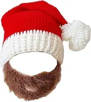 [Flyou] YEKEYI Wig Beard Hats Handmade Knit Warm Winter Caps Ski Funny Mask Beanie for Men Women YEKEYI Brown, Brown, One Size