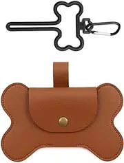 Dog Poop Bag Dispenser Leather Poop Bag Holder Dog Waste Dispenser Brown Rabbit Garbage Carrier for Walking Poo Holder Poo
