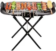 Portable Barbeque Grill With Rated Large Stainless Steel Freestanding Barbecues Charcoal Grill Electric Indoor Smokeless Nonstick Barbecue Pan