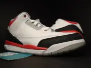 Kids Nike Air Jordan III 3 Retro PS WHITE FIRE RED SILVER BLACK CEMENT 1.5Y 1.5