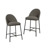 Raimon Furniture Set Of 2 Enea Modern Boucle Fabric Kitchen Counter Bar Stool 65cm - Slate