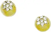 [JewelryWeb] 14k Yellow Gold CZ Simulated Diamond Round Screw Back Earrings 6x6mm Stud Earring for Women