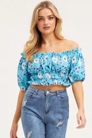 Print Crop Top Off Shoulder - Size M, Women's Cami