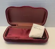 GUCCI AUTHENTIC HARD VELVET CLAMSHELL EYEGLASSES SUNGLASSES CASE BURGUNDY MEDIUM
