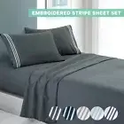 Embroidered Pillowcase+Flat Sheet+Fitted Sheet Sets Double Queen King Single Bed