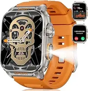 New Military Smart Watches for Men(Answer/Make Calls) with LED Flashlight 6-8M,430mAh Extra Long Life Battery,1.91’’ HD IPS Display 72+Sport Mode IP67 Waterproof Sports Smartwatch for Android iOS