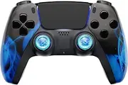 MODDEDZONE Wireless Controller for PS5 with Exclusive and Unique Designs Compatible with PlayStation 5 - The Ideal Christmas Gift for Gaming Enthusiasts - Expertly Crafted in USA Blue Fire