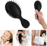 2P Mini Hair Brush,Brush Squirt Detangling Brush,Mini Detangler Brush, No Tangle Ultra-Soft IntelliFlex Bristles,with Ease Knots Without Tears or Breakage (Bright black)