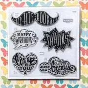 Cloud Nine D1595 CTMH Close to My Heart Acrylic Stamps set Mustache Thanks Love