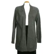 EILEEN FISHER Ash Gray Lofty Wool Alpaca Silk High Low Straight Cardigan M