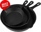 Non Stick Frying Pan Set 3PCS Cast Iron Skillet BBQ Induction Cookware