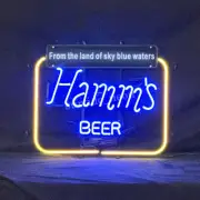 Hamm's Beer From The Land of Sky Blue Waters Neon Sign Bar Man Cave Lamp 19"x15"