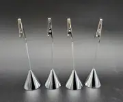 Set of 4-Crate & Barrel Shiny Silver Memo Photo Clip Placecard #499-854-Taiwan