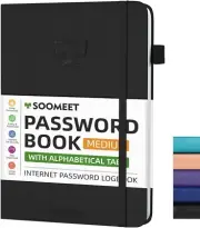 Soomeet Password Book with Alphabetical Tabs Hardcover Password Keeper Medium-