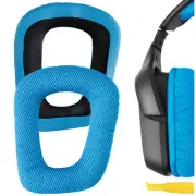 Geekria Mesh Fabric Ear Pads for Logitech G35 G430 Headphones (Blue)