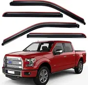 Lightronic Extra Durable Clip-on in-Channel Auto Vent Window Visor, Fits 2015-2024 Ford F-150 SuperCrew Pickup, UV Protection Rain Guard, Smoke Original Window Deflector, No-Drill Easy Install, 4-Pcs