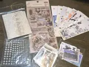200+ Pc Junk Journal Scrapbook Paper Supplies Stickers Ephemera Pearls Vintage