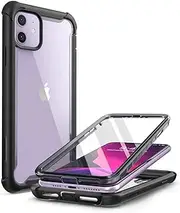 i-Blason Ares Case for iPhone 11 6.1 inch (2019 Release), Dual Layer Rugged Clear Bumper Case with Built-in Screen Protector (Black)