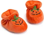 [Csfry] Newborn Baby Boys' Girls' Halloween Pumpkin Bootie Soft Soles Infant Crib Shoes