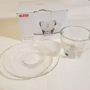 Alessi glass coffee cup saucer Girotondo Mocha machiatto design King Kong Italy
