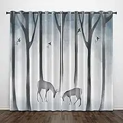 Exquisite Kids Blackout Curtains Jungle Animals Deer 55x63 Inch Bedroom Eyelet Thermal Insulated Room Darkening Printed Curtains for Nursery,Set of 2 Panels