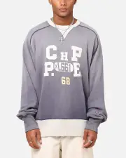 [CHAMPION] Champion 50's Saddle Crew Sweatshirt Athletic Navy - Size L L Athletic Navy C