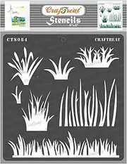 CrafTreat Grass Stencils for Painting on Canvas, Wallart, Bullet Journal Notebook, Home Decor and Scrapbooking - Nature Stencils - 6"X6" Room Decor Stencil - Reusable Stencil Arts & Crafts Supplies