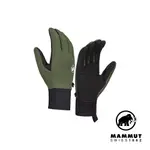 【MAMMUT 長毛象】ASTRO GLOVE 防風透氣皮革觸控手套 深沼澤綠/黑 男款 #1190-00381