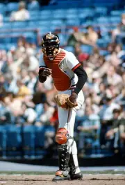 Elrod Hendricks Baltimore Orioles in action at an Major League Ba- 1974 Photo
