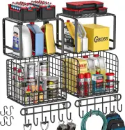 2 Pack Garage Shelving Heavy Duty Garage Storage Shelves with Wire Baskets Laund