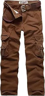 [HanzhuoLG] Pants Men Military Tactical Camouflage Cargo Overalls Training Work Camo Combat Offroad Army Male Clothing Baggy Straight Trousers For Men's brown M